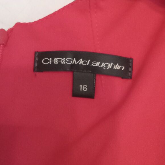 Chris McLaughlin Size 16 Dress Red Pink White Floral Maxi Faux Wraparound - Picture 10 of 15